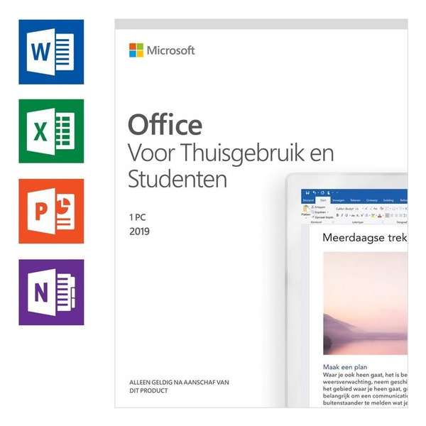 Microsoft Office 2019 Home & Student - Eenmalige aankoop - Alleen Geschikt voor Windows - Doos Engels - Nederlands installatie