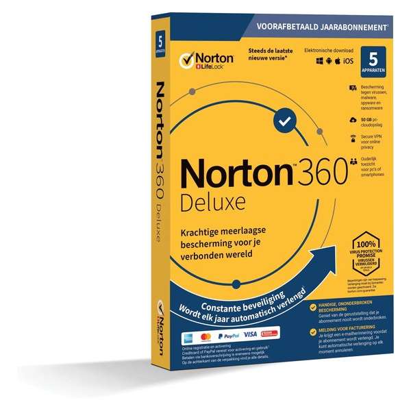 NORTON 360 Deluxe (18 maanden, voor 5 apparaten)
