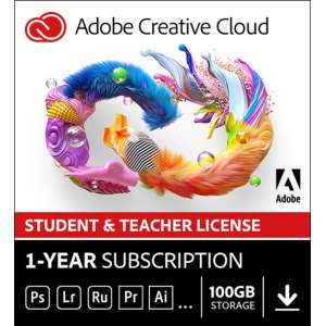 Adobe Creative Cloud Student & Docent - 1 Apparaat - 1 Jaar - Nederlands - Windows / Mac Download