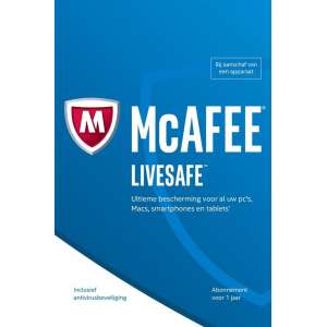 McAfee Livesafe - Nederlands / 5 Apparaten 1 Jaar / Windows / Mac / Android / IOS