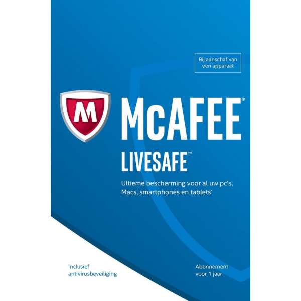 McAfee Livesafe - Nederlands / 5 Apparaten 1 Jaar / Windows / Mac / Android / IOS