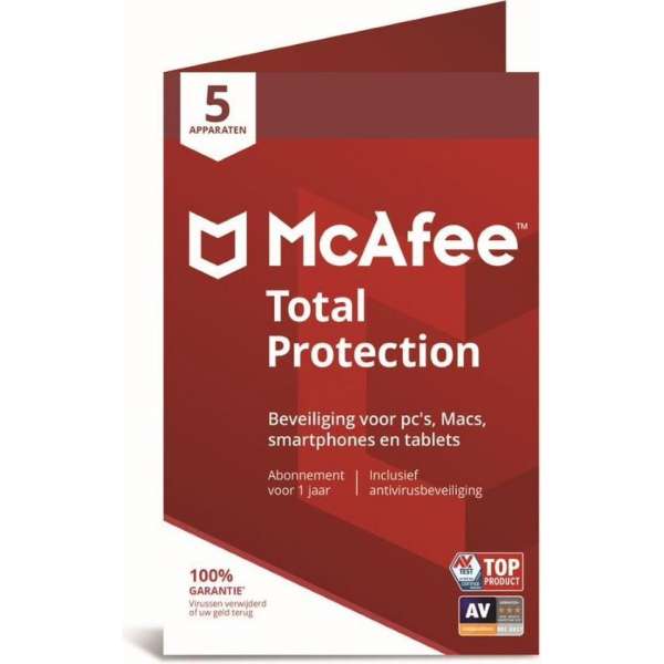 McAfee Total Protection - Multi-Device - 5 Apparaten - 1 Jaar - Nederlands - Windows / Mac Download