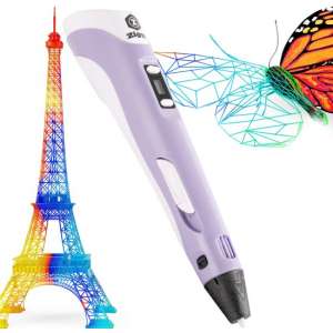 Ziggy 3D pen - 3D pennen - 3 in 1 Premium Pakket - 3D printer - 20 meter Filament in 6 kleuren - Kleur Paars