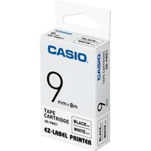 Casio XR-9WE Zwart op wit labelprinter-tape