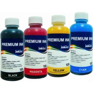 Dye refill inkt voor Brother van Inktec® Set van 4 x 100 ml