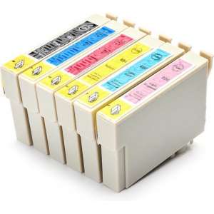 6 -pack T0801 t0802 t0803 t0804 t0805 t0806 T0807 inkt cartridge Epson compatible- Huismerk