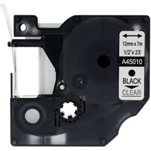 Labeltape Dymo Compatible 45010 D1 12mmx7m zwart op transparant