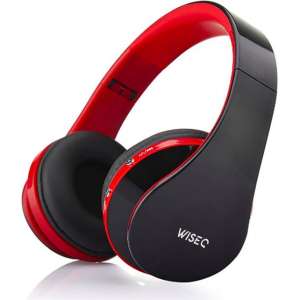 WISEQ Draadloze Kinder Koptelefoon - Bluetooth Koptelefoon voor Kinderen - on ear - 8 uur muziek | zwart/rood