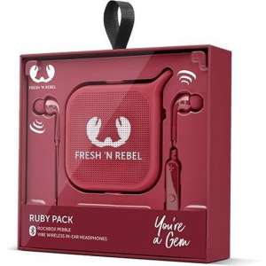 Fresh 'n Rebel - Vibe Wireless in ear Koptelefoon + Pebble Bluetooth Speaker Gift Pack - Rood