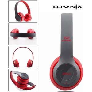 Lovnix P47 | Bluetooth koptelefoon | Draadloze headset | Wireless GrijsHeadphones | /Rood
