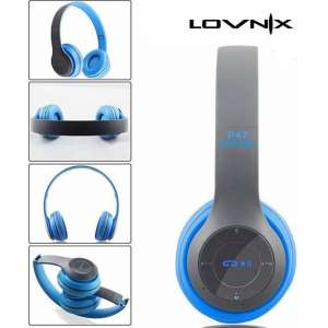 Lovnix P47 | Bluetooth koptelefoon | Draadloze headset | Wireless Headphones | Grijs/Blauw