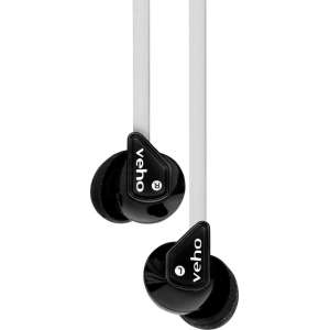 Veho VEP-003-360Z1-BW 360 Stereo Noise isolating Earphones with flex anti tangle cord system - White