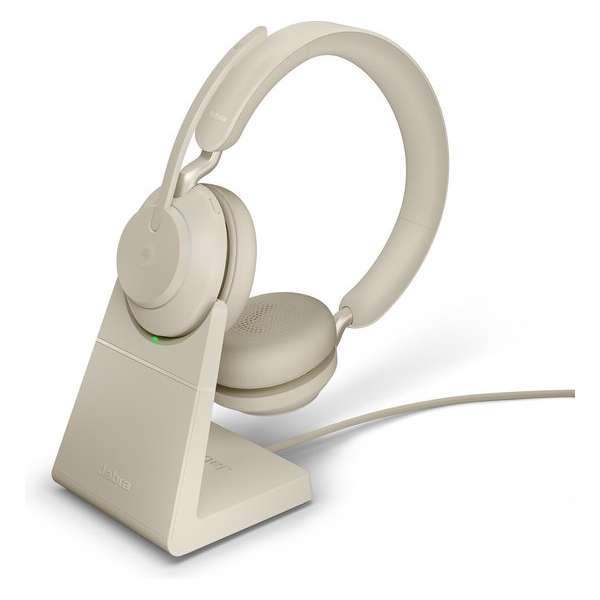 Jabra Evolve2 65 MS Stereo Bluetooth Headset USB-C - Microsoft Teams gecertificeerd - Incl. Laadstandaard - Beige