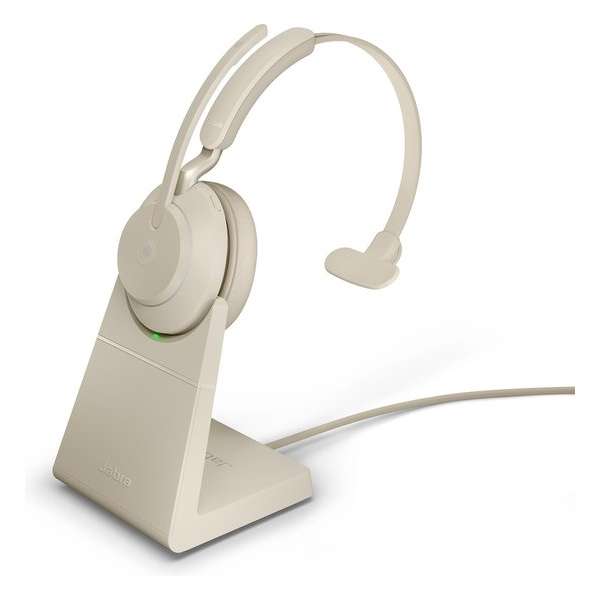 Jabra Evolve2 65 MS Mono Bluetooth Headset USB-A - Microsoft Teams gecertificeerd - Incl. Laadstandaard - Beige