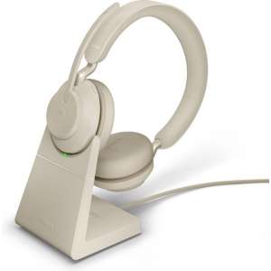 Jabra Evolve2 65 MS Stereo Bluetooth Headset USB-A - Microsoft Teams gecertificeerd - Incl. Laadstandaard - Beige