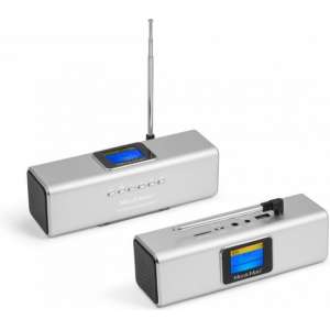 Technaxx BT-X29 MusicMan® Portable stereo Bluetooth speaker met DAB+ digitale radio en FM, USB, 3.5 mm en MicroSD zilver