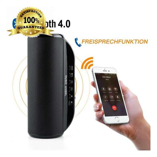 Music Angel Draagbare Bluetooth Speaker zwart - Goede kwaliteit