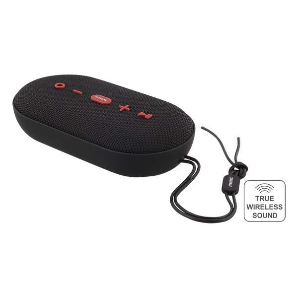 STREETZ CM753, Waterbestendig Bluetooth speaker, stof ontwerp, 2x5W, TWS, IPX5, Bluetooth 4.2, Zwart