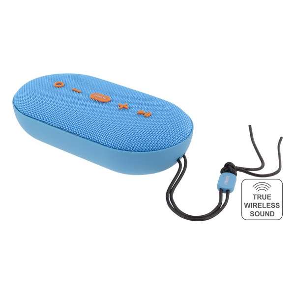STREETZ CM755 Waterbestendig Bluetooth speaker IPX5 - Stof ontwerp - 2x5W - TWS - Blauw