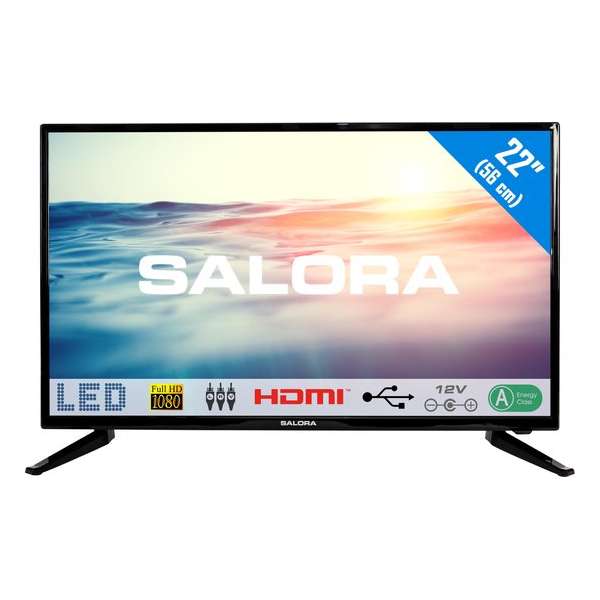 Salora 22LED1600 - Televisie - LED - Full HD - 22 Inch - Analoog - HDMI - 12 Volt