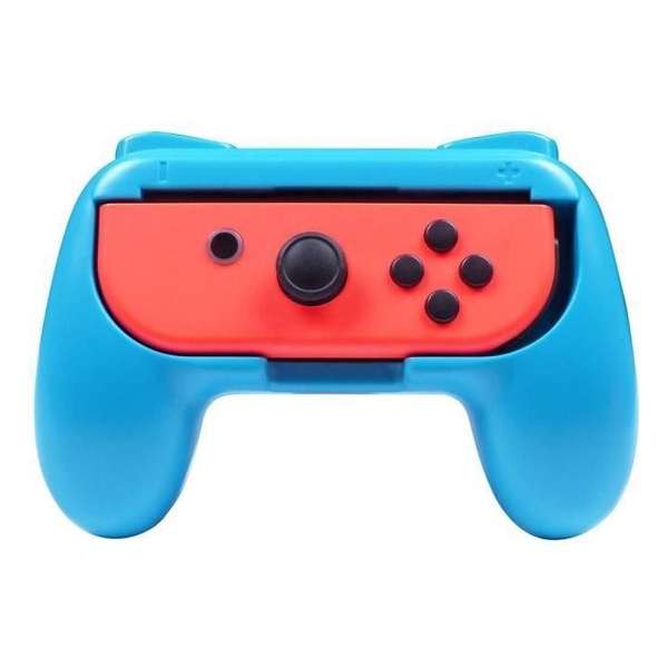 2 joystickgrepen voor Joy-Cons Nintendo Switch rood en fluorescerend blauw