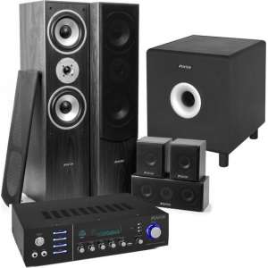 Home Cinema set van Fenton met Bluetooth, 5 speakers (zwart), een 10" actieve subwoofer en