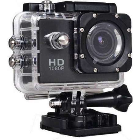 Action camera waterdicht, dash cam, full HD 1080p - zwart