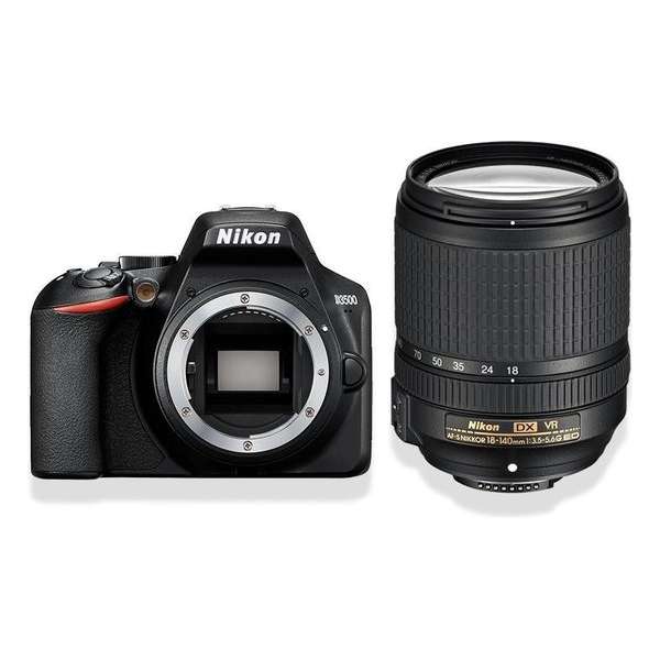 Nikon D3500 + AF-S DX 18-140 VR SLR camerakit 24,2 MP CMOS 6000 x 4000 Pixels Zwart