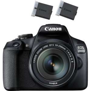 Canon EOS 2000D + 18-55mm IS + Extra Accu - Zwart