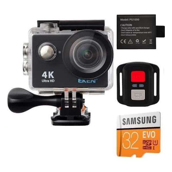 EKEN H9R 4K Ultra HD waterproof action Camera met WiFi & afstandsbediening + 32GB MicroSD kaart + Extra Batterij