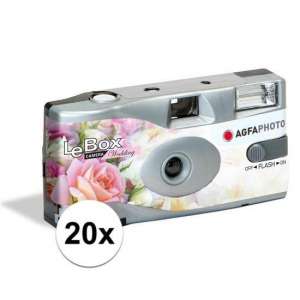 20x Bruiloft/huwelijk wegwerp camera met flitser en 27 kleuren fotos - Vrijgezellenfeest weggooi fototoestel