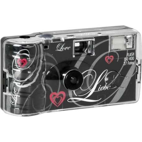 Difox Single Use camera Flash 400 - 27 opnamen "LOVE" zwart wegwerpcamera