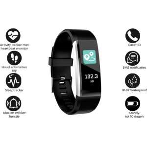 Denver BFH-16 - Activity tracker - Fitnessband met hartslagmonitor en Bluetooth - Stappenteller - Fitbit - Zwart