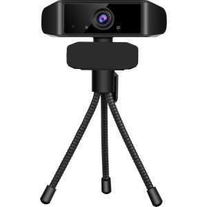Webcam - Computer - PC - Microfoon - Videobellen - Vergaderen -  Werk - Livestreamen - Windows - USB - HD - Zwart