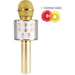 Karaoke Microfoon - Karaoke Set - Draadloos - Bluetooth Verbinding - Stemvervormer - Goud - Aha goods