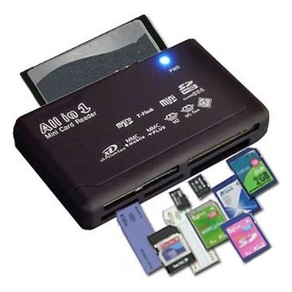 LOUZIR All in One Card Reader - Kaartlezer voor SDHC / SD / Mini / Micro / Externo / XD / CF / M2 / MMC - Zwart