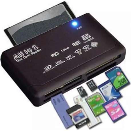 LOUZIR All in One Card Reader - Kaartlezer voor SDHC / SD / Mini / Micro / Externo / XD / CF / M2 / MMC - Zwart