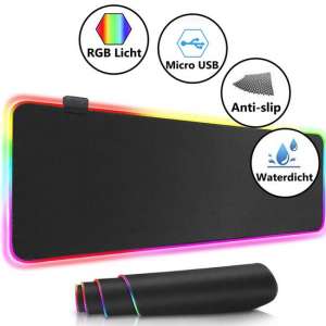 LED Gaming Muismat - XXL Muismat - Verlichting - 80x30cm - Antislip - Waterproof - RGB Mouse Pad