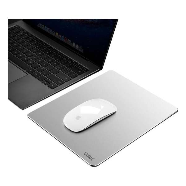 LURK® Slim ALU magic muismat  - Premium aluminium mouse pad – Voor alle computermuizen – Ultradun - Space gray/zilver