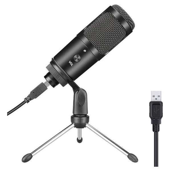 Microfoon voor pc - Microfoon usb - Gaming microfoon - Ingebouwde geluidskaart van hoge kwaliteit - Regelbaar volume - Zwart