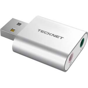 Tecknet USB naar Audio Adapter | Externe Stereo Sound Adapter Aluminum | externe geluidskaart | 3.5mm audio poorten