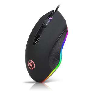 HXSJ S500 bedrade mouse optische RGB gaming muis - 4800DPI - zwart muizen (Windows/MAC)