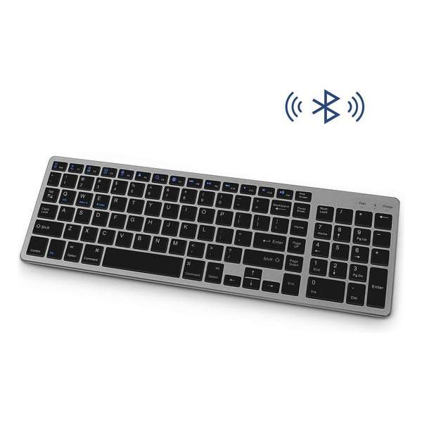 Draadloos Toetsenbord met Numpad - Oplaadbaar  Bluetooth Keyboard - Zwart