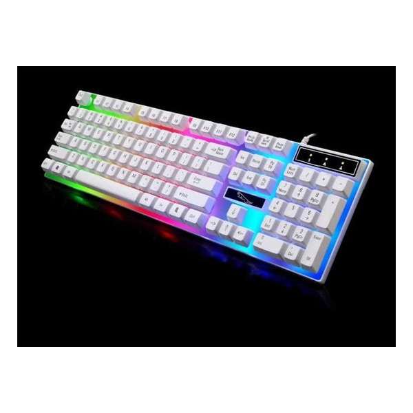 ZGB G21 104 toetsen USB Bedraad Mechanische Kleurrijke achtergrondverlichting Kantoor Computer Toetsenbord Gaming Keyboard (Wit)