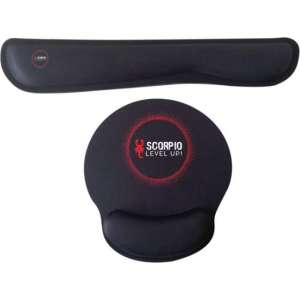 Scorpio Gaming - Gel Muis Mat + Pols Steun voor het Toetsenbord - Zwart - Anti slip - Gaming Muismat