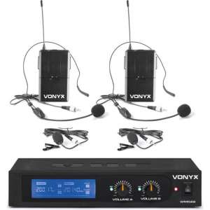 Draadloze microfoonset - Vonyx WM522B draadloze VHF microfoonset met 2 headset