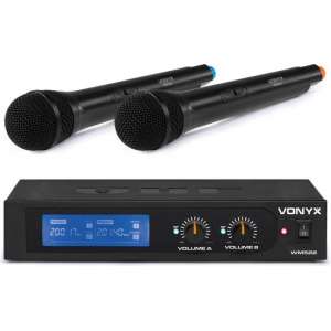 Draadloze microfoonset - Vonyx WM522 draadloze VHF microfoonset met 2 handmicrofoons