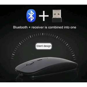 Oplaadbare slanke Bluetooth Muis en 2.4g optische draadloze (laptop) Muis. Voor iPad, Android, Windows
