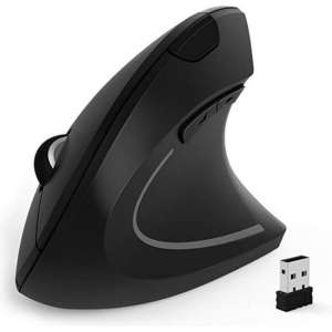 Verticale Wireless ERGONOMISCHE MUIS. Windows, Mac OS, USB 2.4 G, 800/1200/1600 DPI.  Zwart