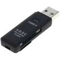 Compacte Snelle 2 in 1 USB 3.0 Geheugenkaart lezer / MemoryCard Reader Adapter - SD  en Micro SD kaart reader| Zwart